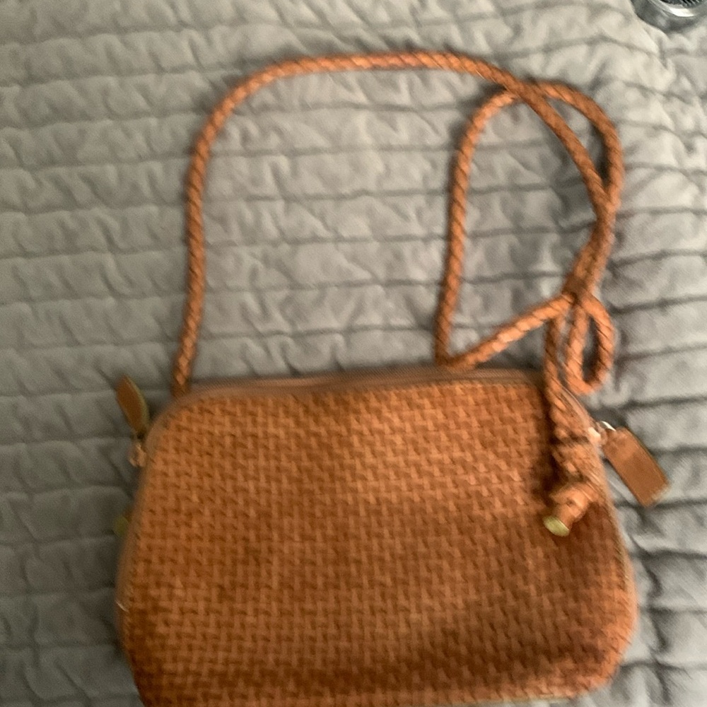 Talbots summer purse. Basket weave tan leather. No stains.